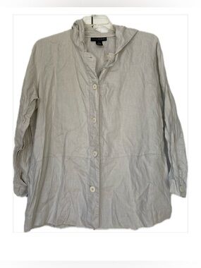 Grace Elements Light Beige Button-Front Linen Shirt